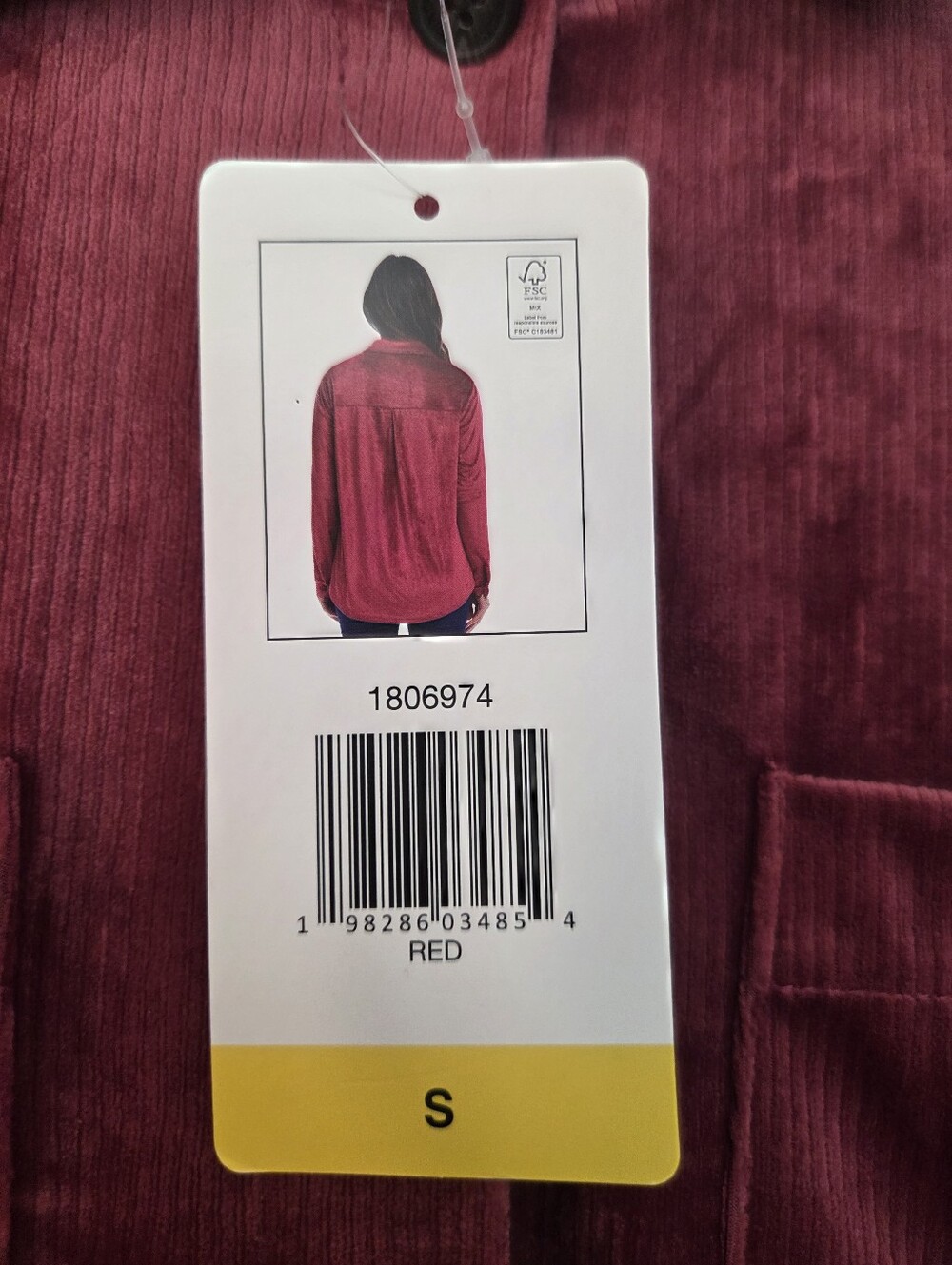 Weatherproof Raspberry/Red Ribbed Long Sleeve Button Down NWT Size S - Picture 4 of 9